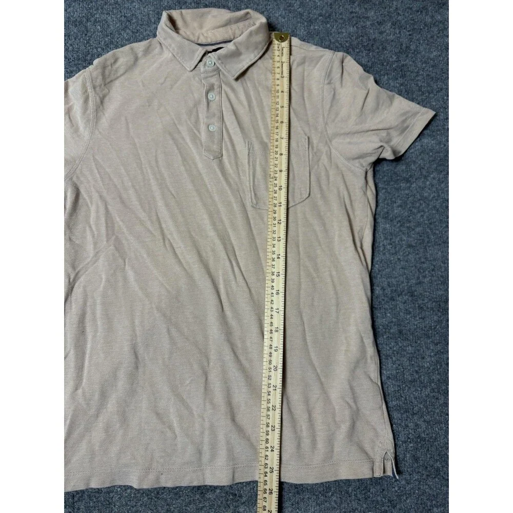 Banana Republic Polo Shirt Mens M Beige 100% Cotton Wicking Pique Pocket Knit